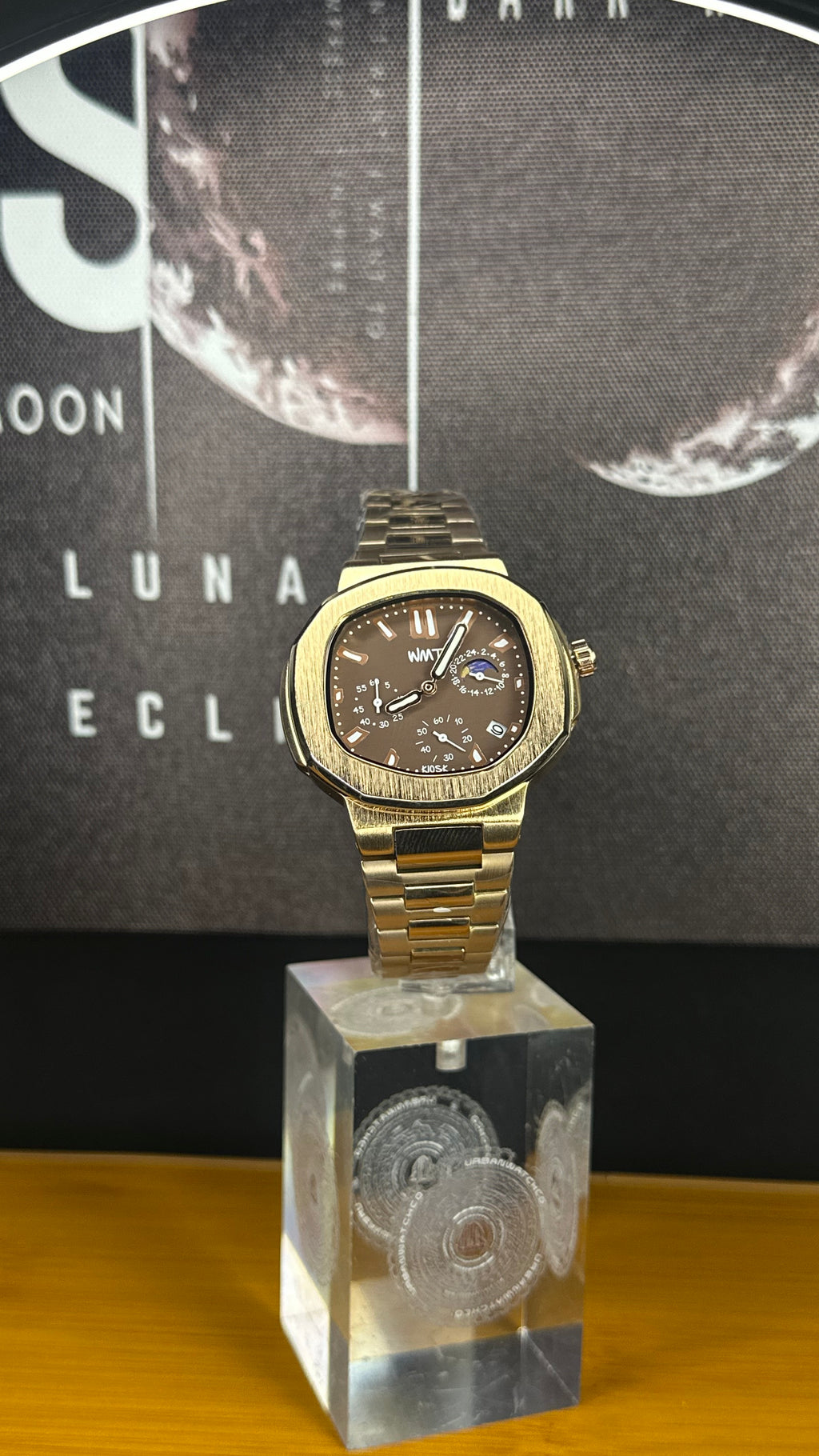 Kiosk Paris Rose Gold Chronograph Watch – Unshaped Square Dial Stainless Steel