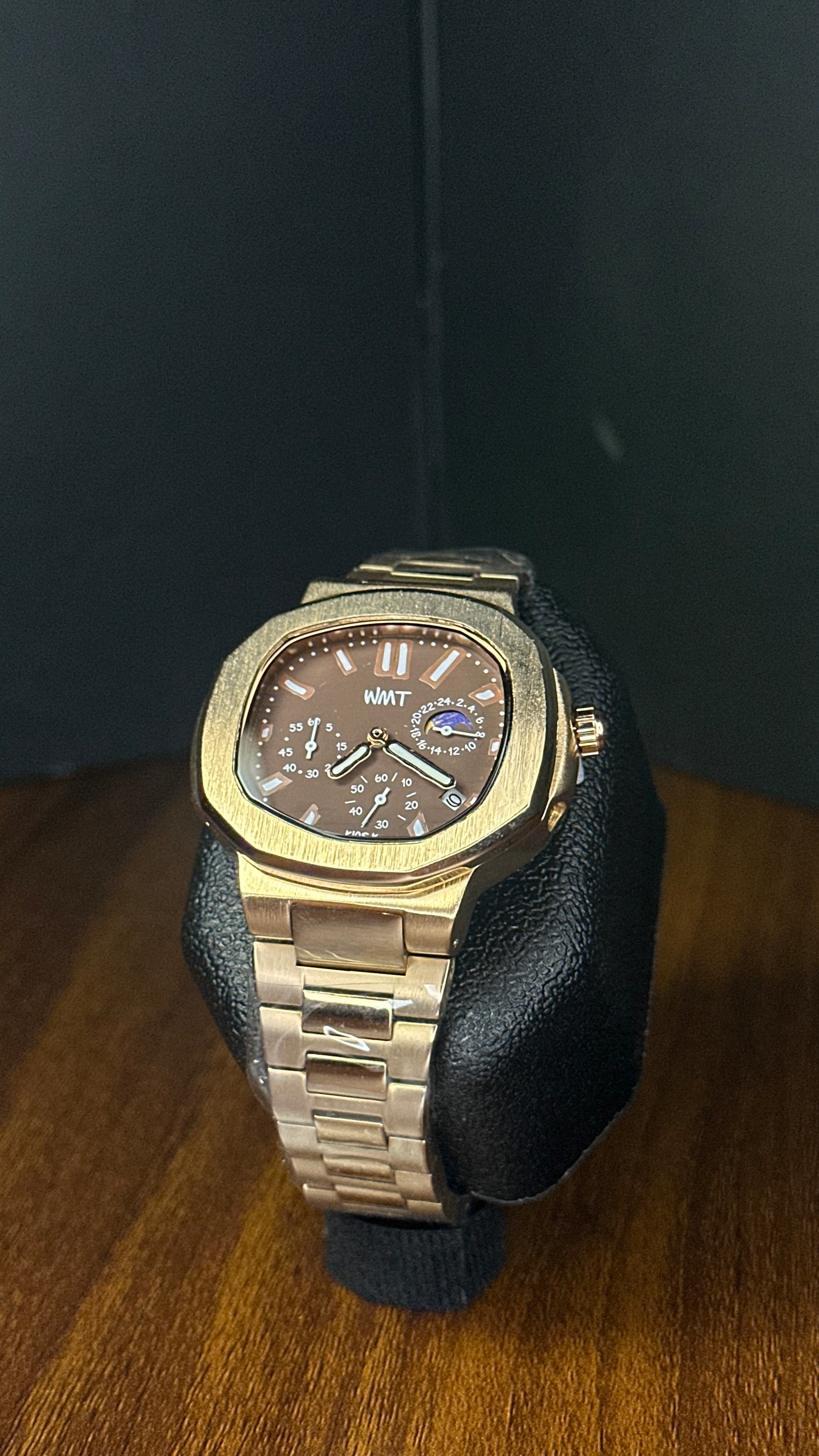 Kiosk Paris Rose Gold Chronograph Watch – Unshaped Square Dial Stainless Steel