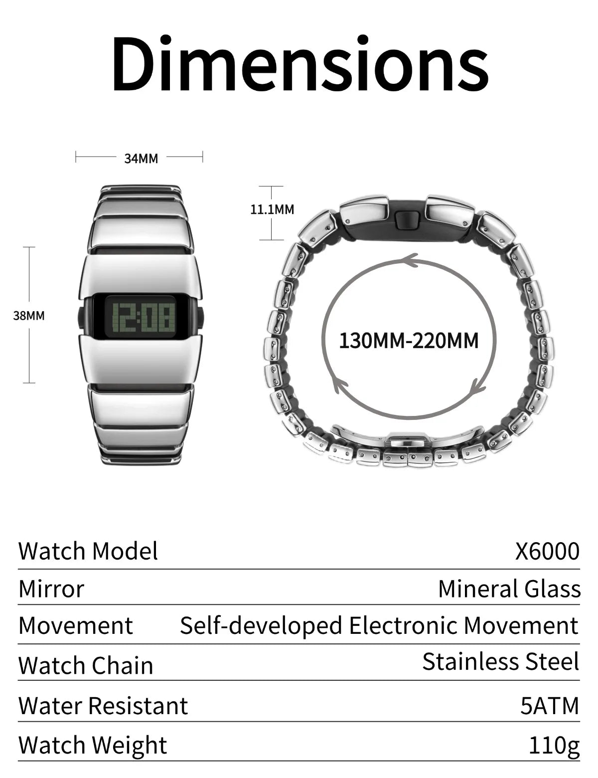 BENLYDESIGN Unique Metal Watches Retro-futuristic Watches For Men Punk Style Fashion Electronic Trendy Stylish Y2K Watches X6000