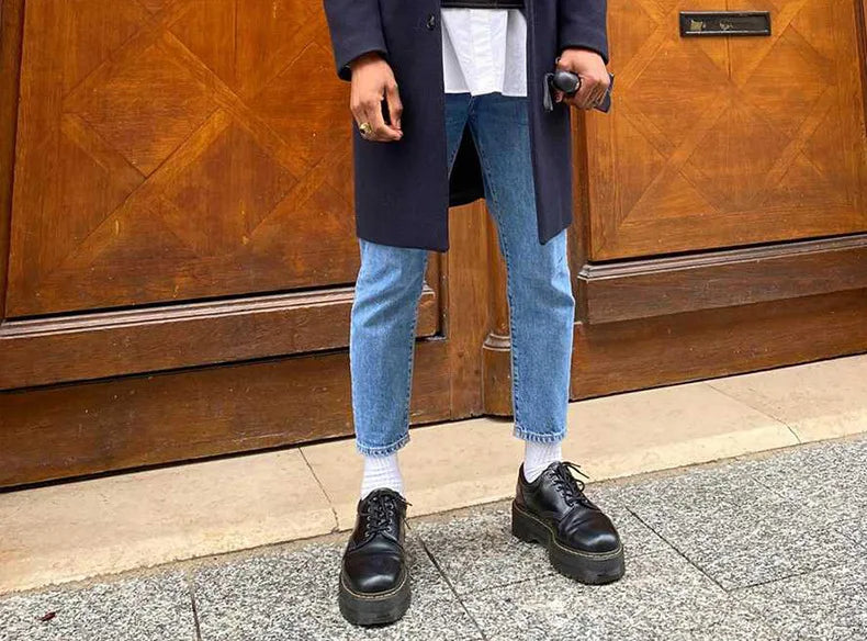 Women's Summer Soft Cotton Casual Low-Top Ankle Boots with Platform Sole 5-Hole Design Korean Style