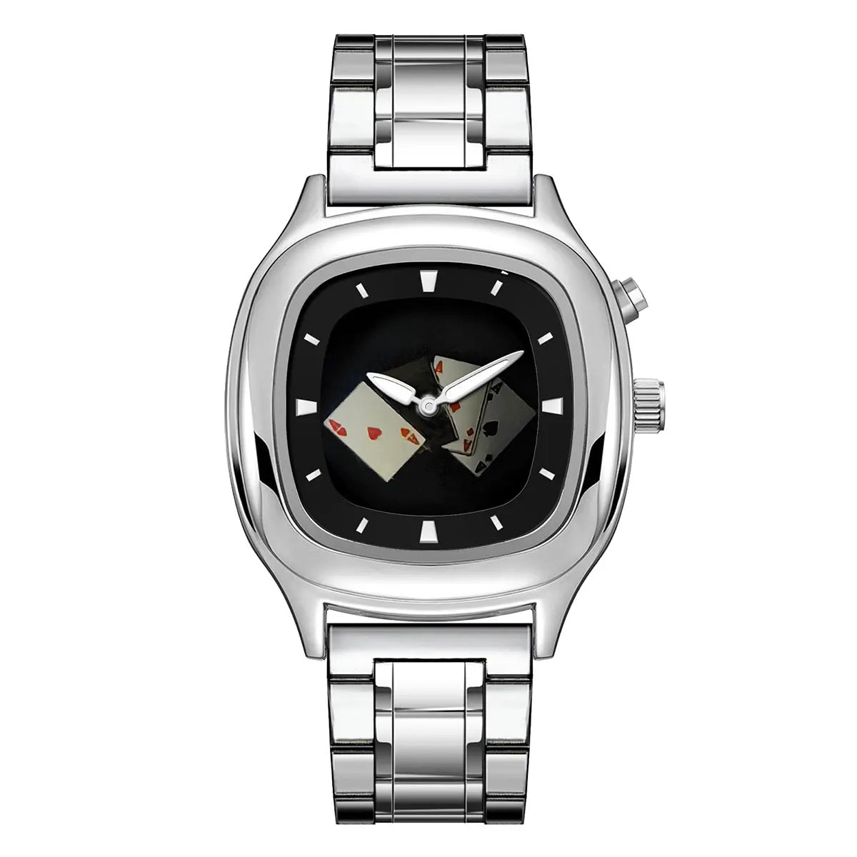 Retro Millennium Watch for Men with Dynamic Flame Dial Unique Creative Quartz Wristwatch with Stainless Steel Strap Square Case