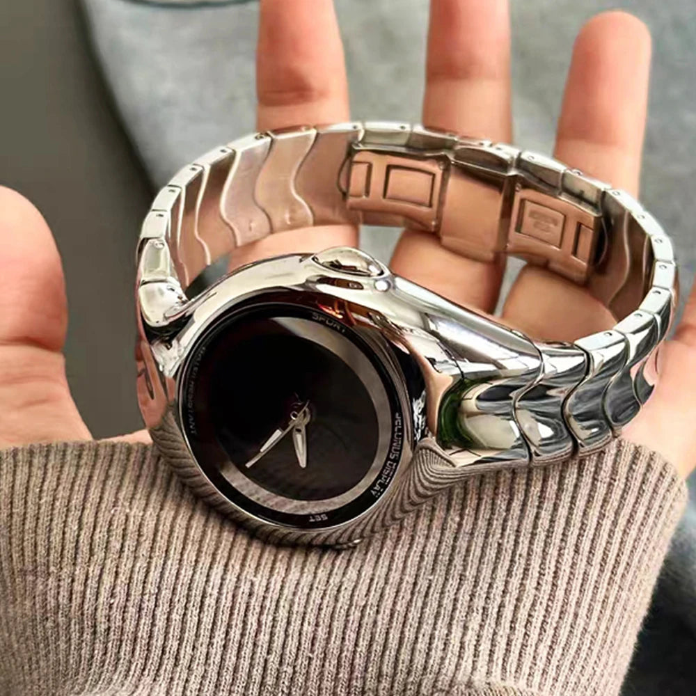 Distortion Trendy Watches GL570 Y2K Retro Digital Watch for Men BigTic Style Titanium Alloy Polished Electronic Watches for Man