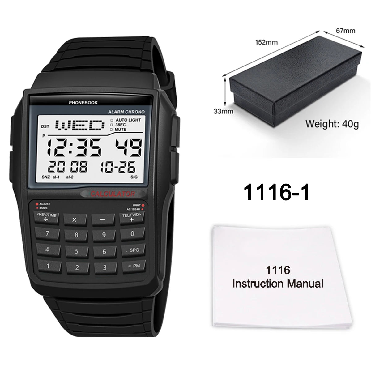 Transparent Case Plastic Watch Men Multifunction Calculator Watch Luminous LED Watch Top Luxury Men Watch Computer Style