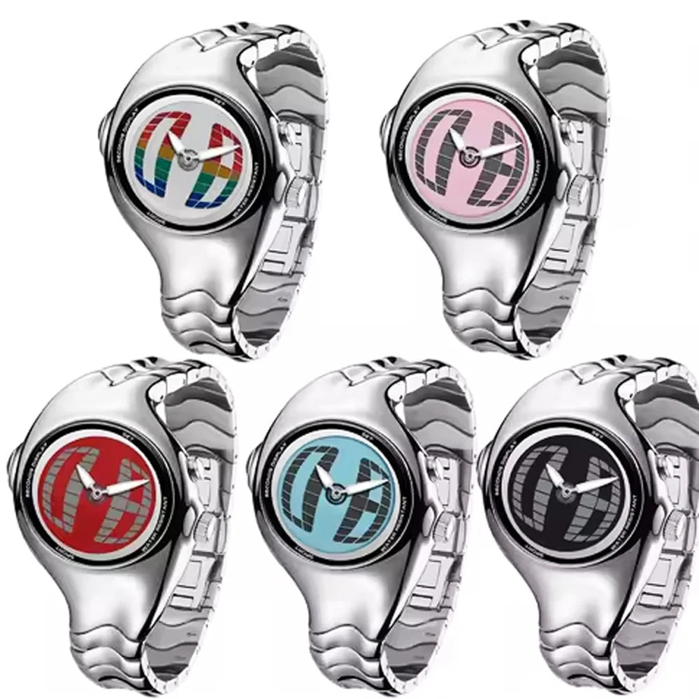 Distortion Trendy Watches GL570 Y2K Retro Digital Watch for Men BigTic Style Titanium Alloy Polished Electronic Watches for Man