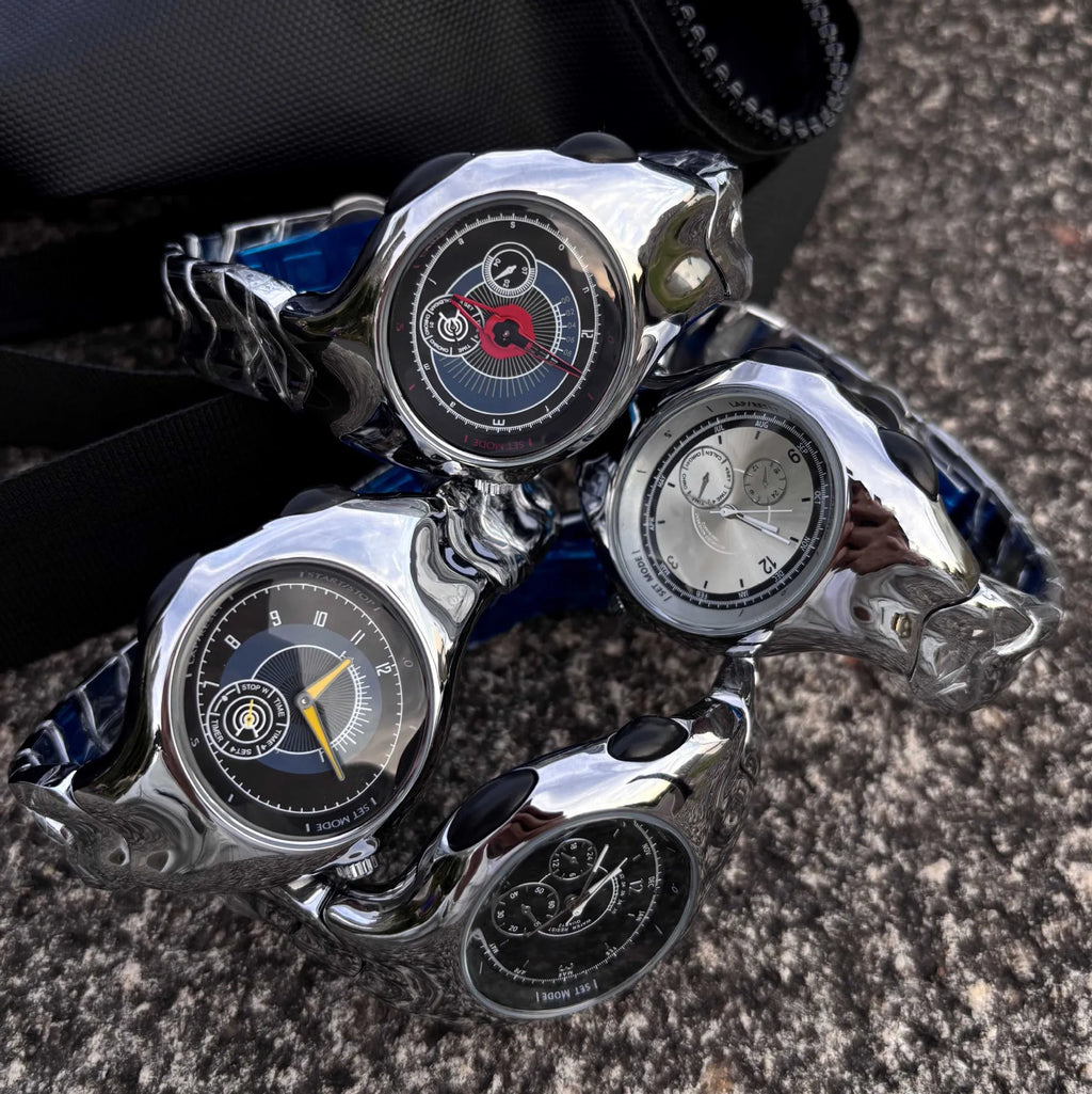 Alien Retro Twisted Case Y2k Quartz Watch Mens Silver Dial Oval Ellipse Special Fashion Unique Design Steel Men Watch AAA Clock