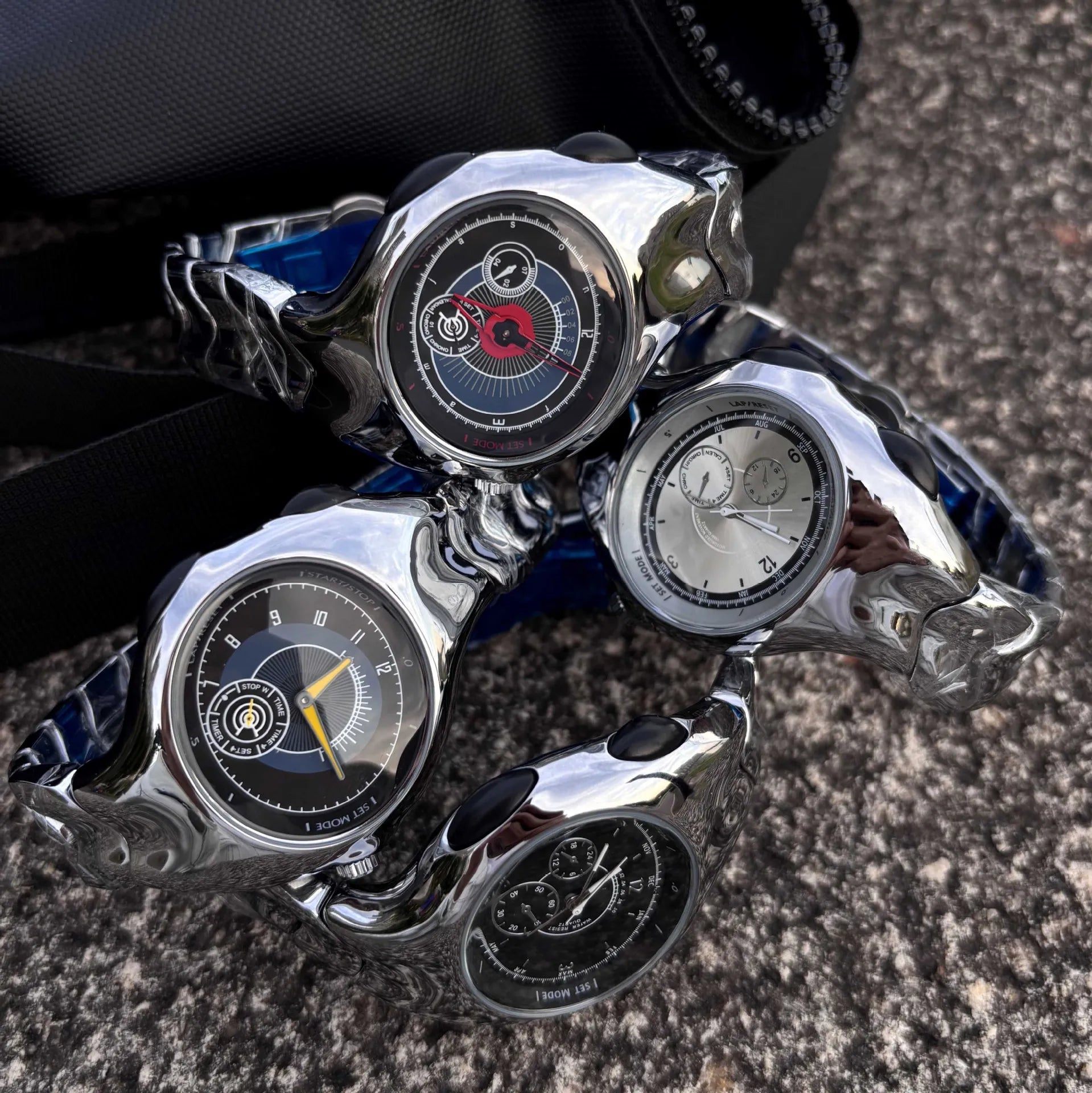 Alien Retro Twisted Case Y2k Quartz Watch Mens Silver Dial Oval Ellipse Special Fashion Unique Design Steel Men Watch AAA Clock