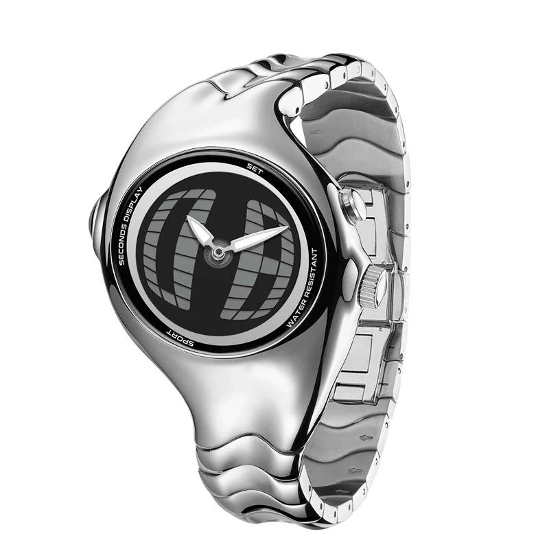 Distortion Trendy Watches GL570 Y2K Retro Digital Watch for Men BigTic Style Titanium Alloy Polished Electronic Watches for Man