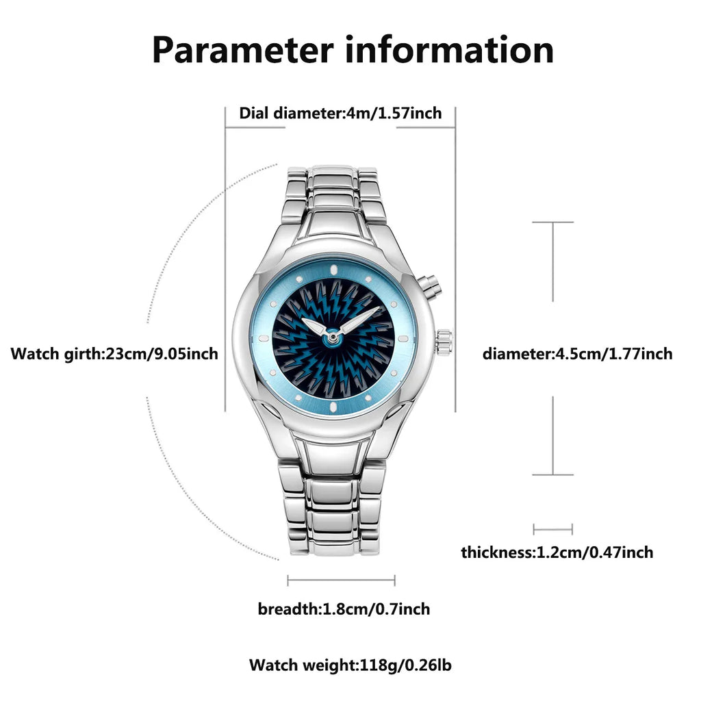 Men's Y2K Alien Quartz Watch Red Pointer Dual Display Stainless Steel Business Watch Dynamic Design AAA Clock