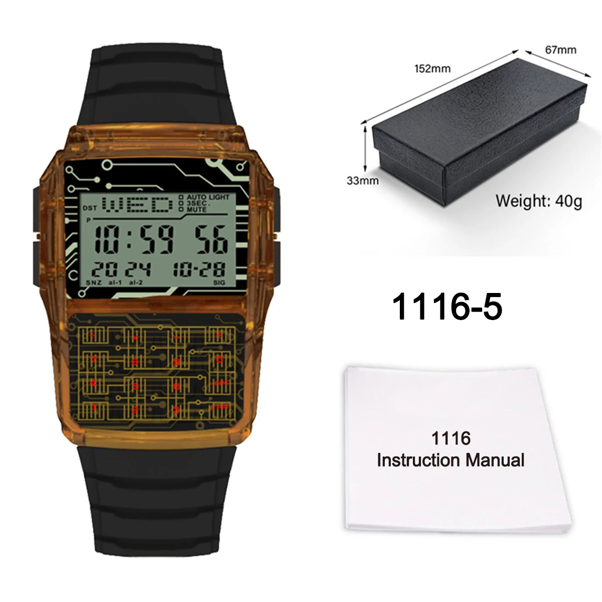 Transparent Case Plastic Watch Men Multifunction Calculator Watch Luminous LED Watch Top Luxury Men Watch Computer Style