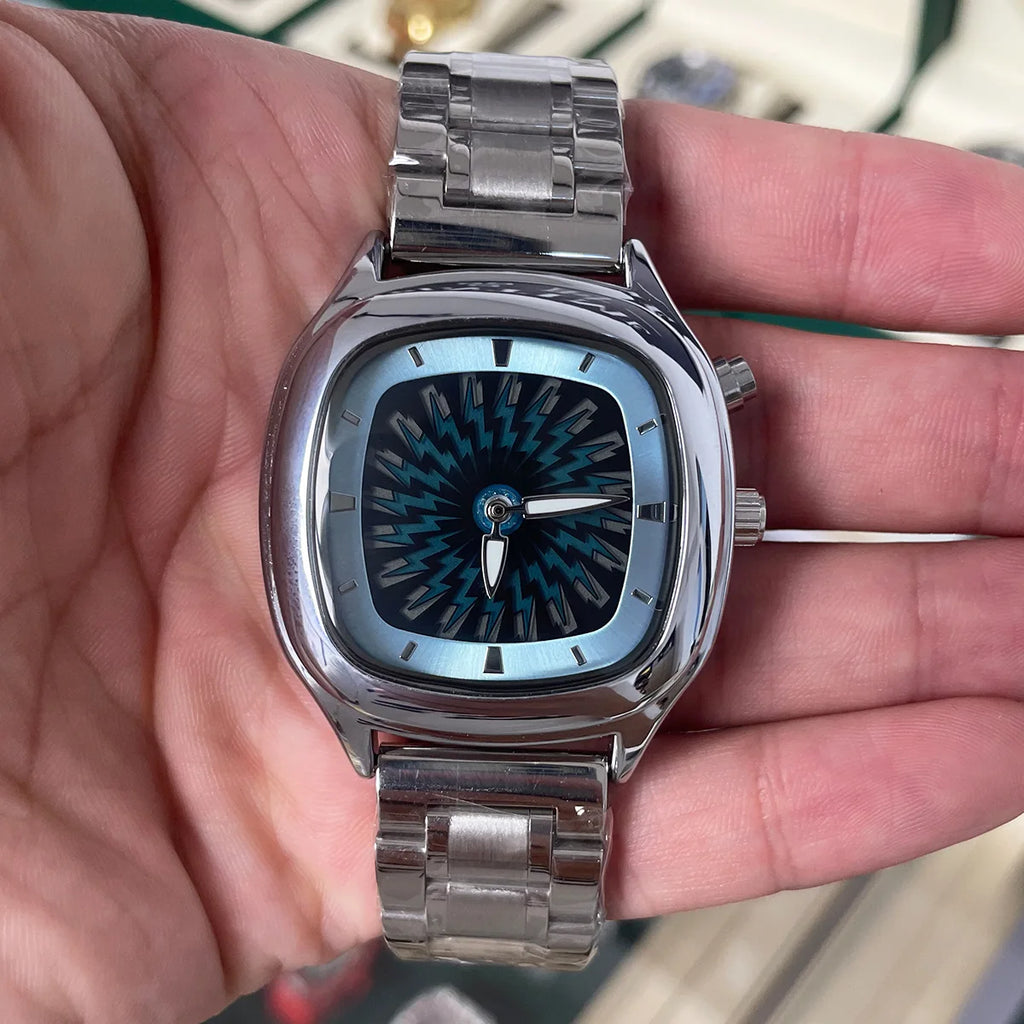 Men's Y2K Alien Quartz Watch Red Pointer Dual Display Stainless Steel Business Watch Dynamic Design AAA Clock