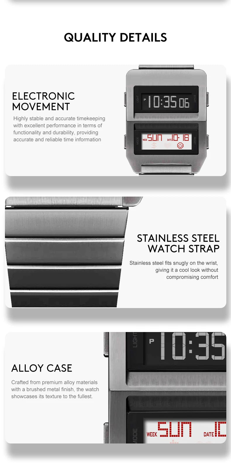 2026 Square Stainless Steel Quartz Watch Industrial Design Minimal Analog Timepiece with Japanese Miyota Movement Matching