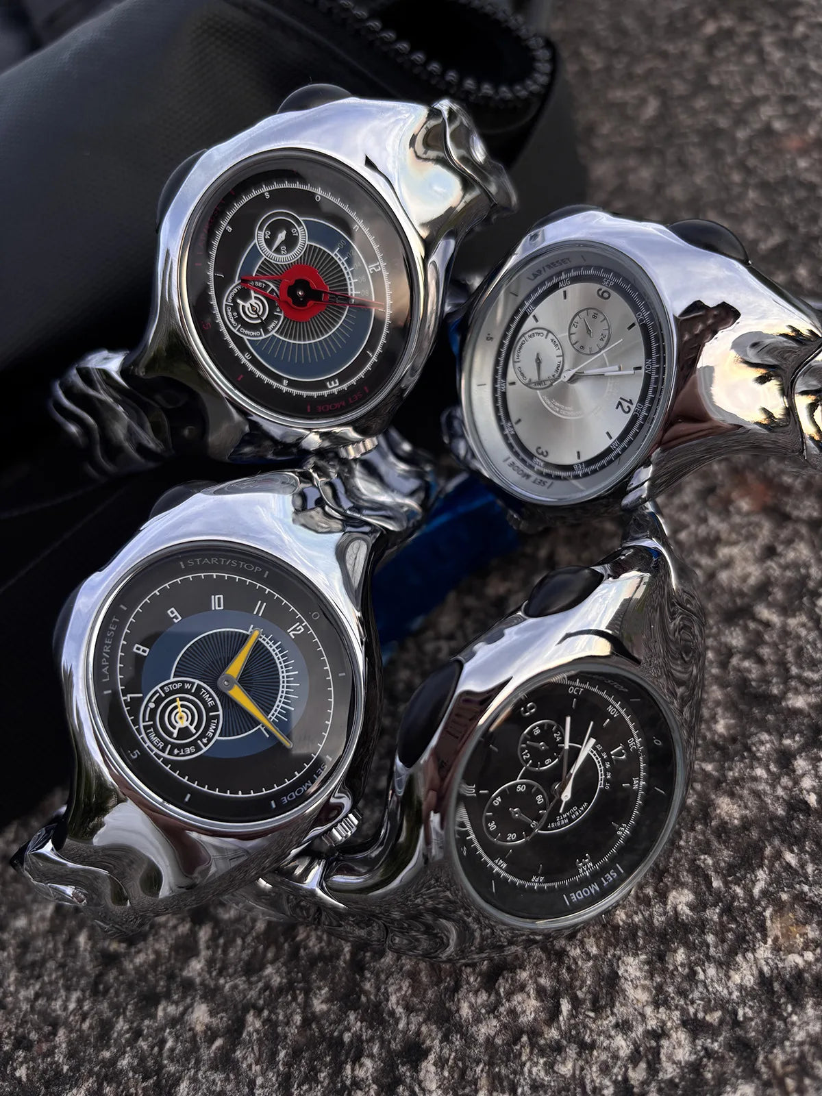 Alien Retro Twisted Case Y2k Quartz Watch Mens Silver Dial Oval Ellipse Special Fashion Unique Design Steel Men Watch AAA Clock