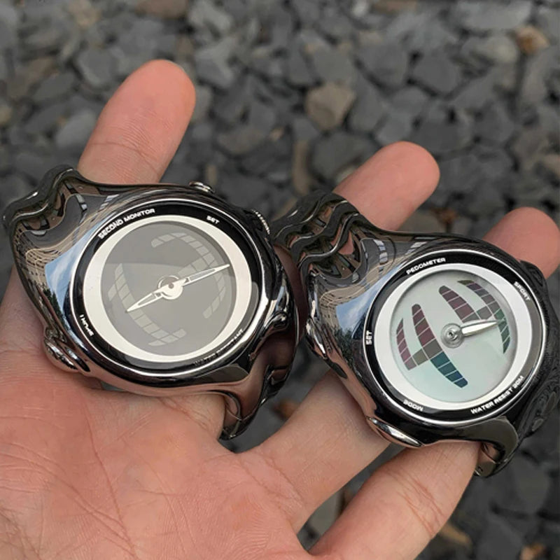 Distortion Trendy Watches GL570 Y2K Retro Digital Watch for Men BigTic Style Titanium Alloy Polished Electronic Watches for Man