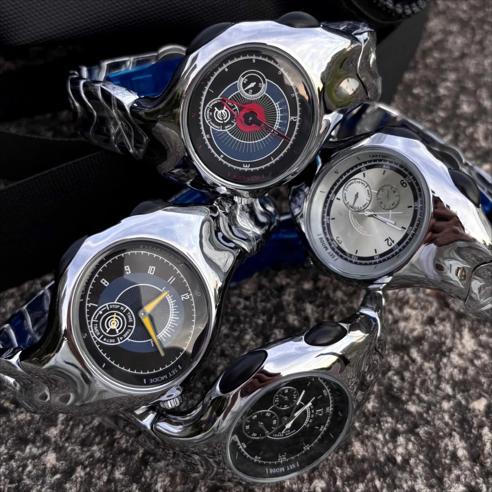 Alien Retro Twisted Case Y2k Quartz Watch Mens Silver Dial Oval Ellipse Special Fashion Unique Design Steel Men Watch AAA Clock