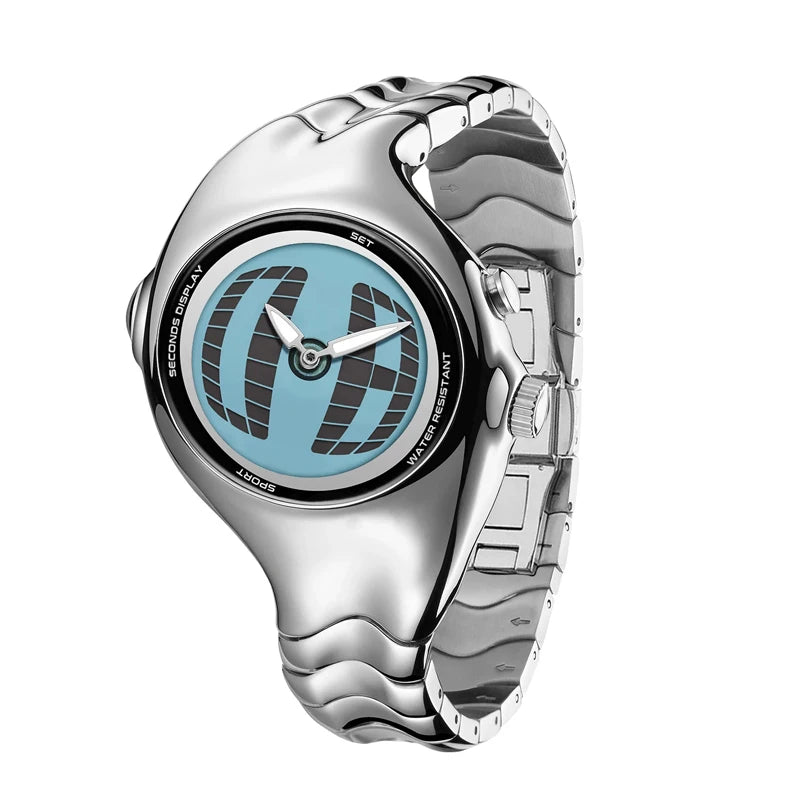 Distortion Trendy Watches GL570 Y2K Retro Digital Watch for Men BigTic Style Titanium Alloy Polished Electronic Watches for Man