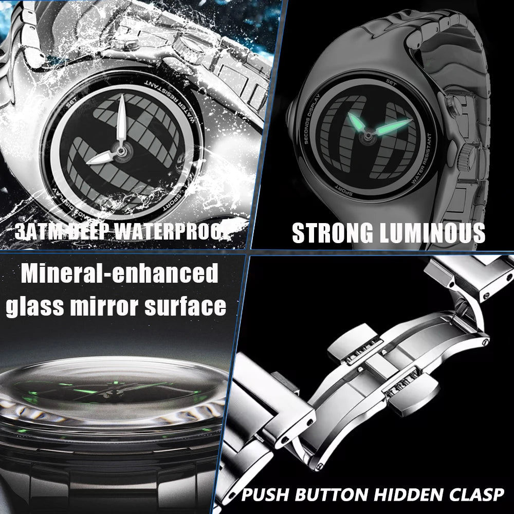 Distortion Trendy Watches GL570 Y2K Retro Digital Watch for Men BigTic Style Titanium Alloy Polished Electronic Watches for Man