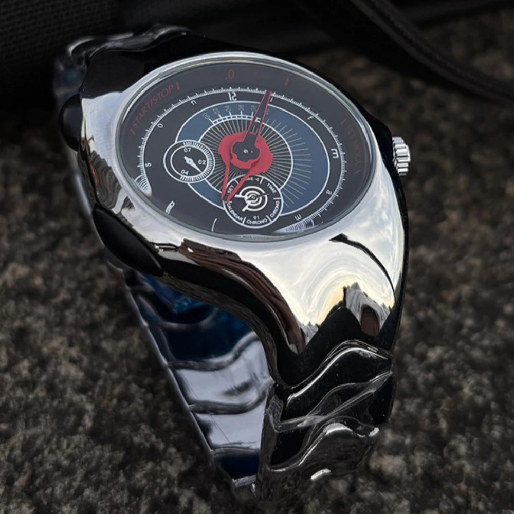 Alien Retro Twisted Case Y2k Quartz Watch Mens Silver Dial Oval Ellipse Special Fashion Unique Design Steel Men Watch AAA Clock