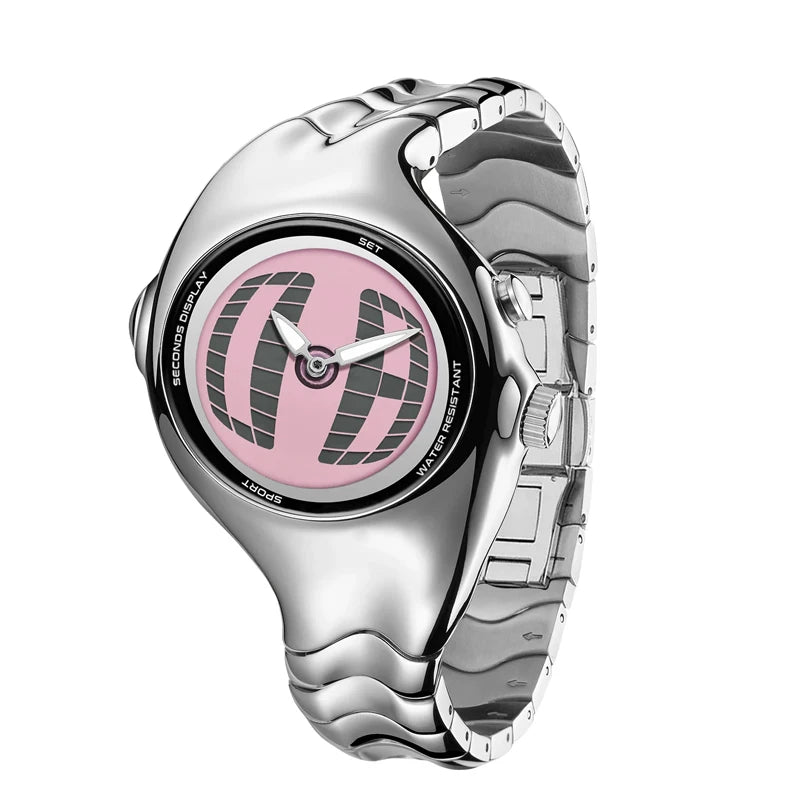 Distortion Trendy Watches GL570 Y2K Retro Digital Watch for Men BigTic Style Titanium Alloy Polished Electronic Watches for Man