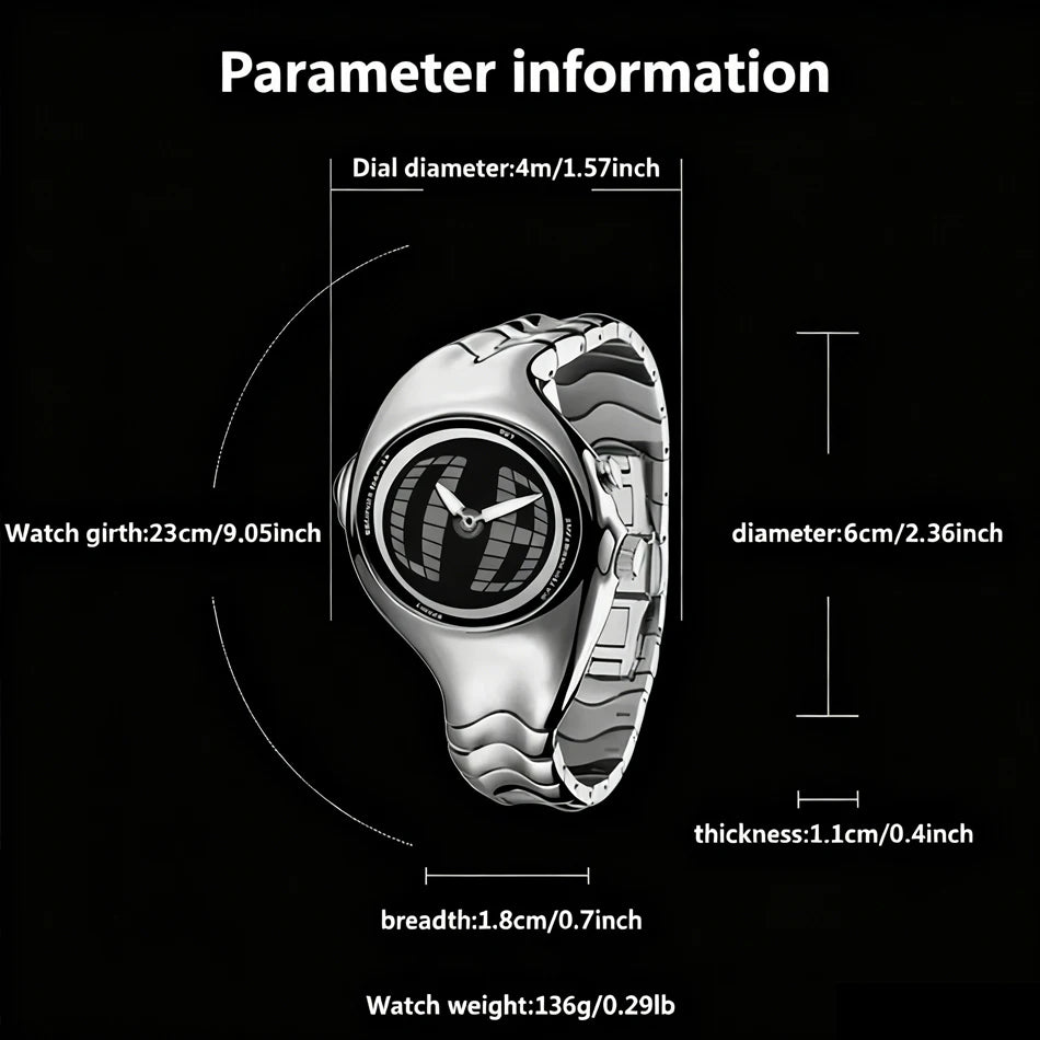 Distortion Trendy Watches GL570 Y2K Retro Digital Watch for Men BigTic Style Titanium Alloy Polished Electronic Watches for Man