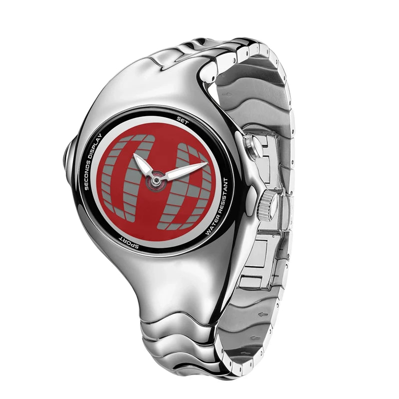 Distortion Trendy Watches GL570 Y2K Retro Digital Watch for Men BigTic Style Titanium Alloy Polished Electronic Watches for Man