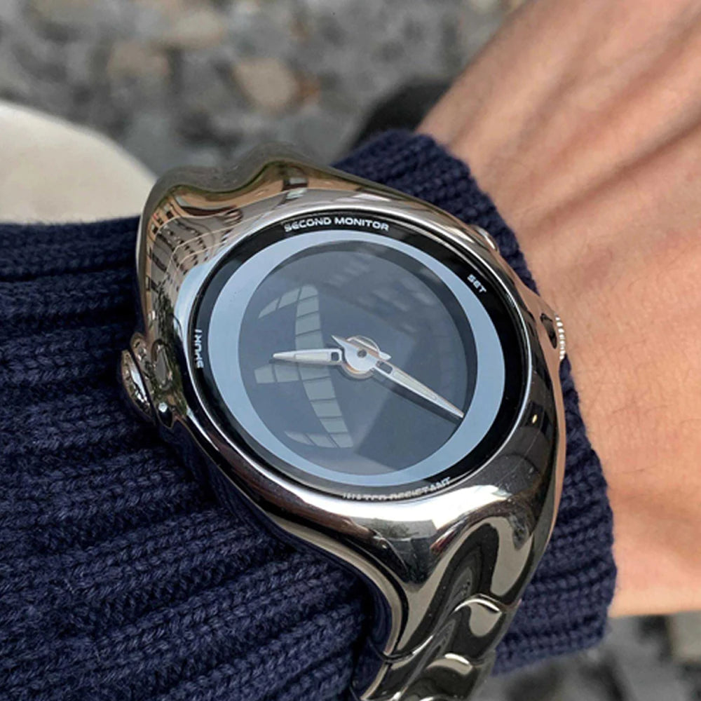 Distortion Trendy Watches GL570 Y2K Retro Digital Watch for Men BigTic Style Titanium Alloy Polished Electronic Watches for Man