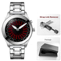 Men's Quartz Watch with Dynamic Animated Flame Display Millennium Retro Creative Futuristic Wristwatch with Stainless Steel Band