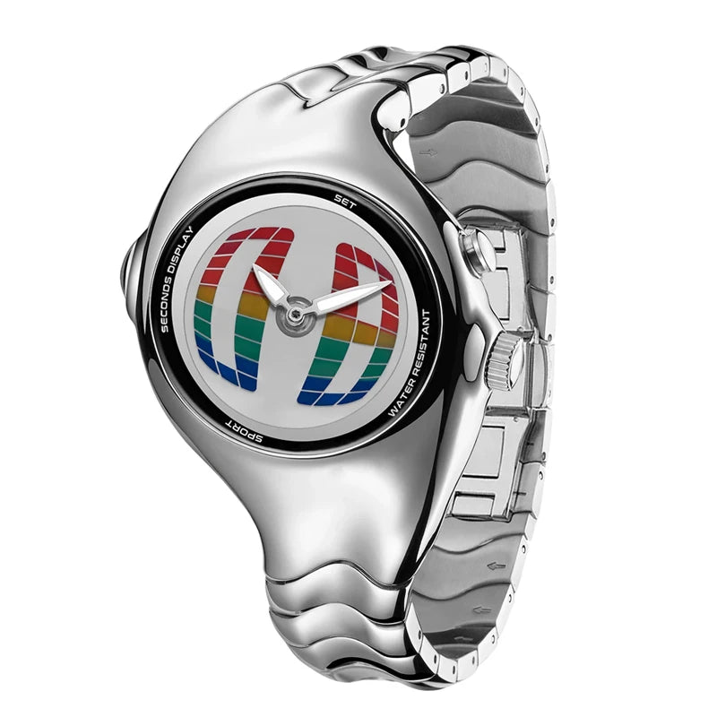 Distortion Trendy Watches GL570 Y2K Retro Digital Watch for Men BigTic Style Titanium Alloy Polished Electronic Watches for Man