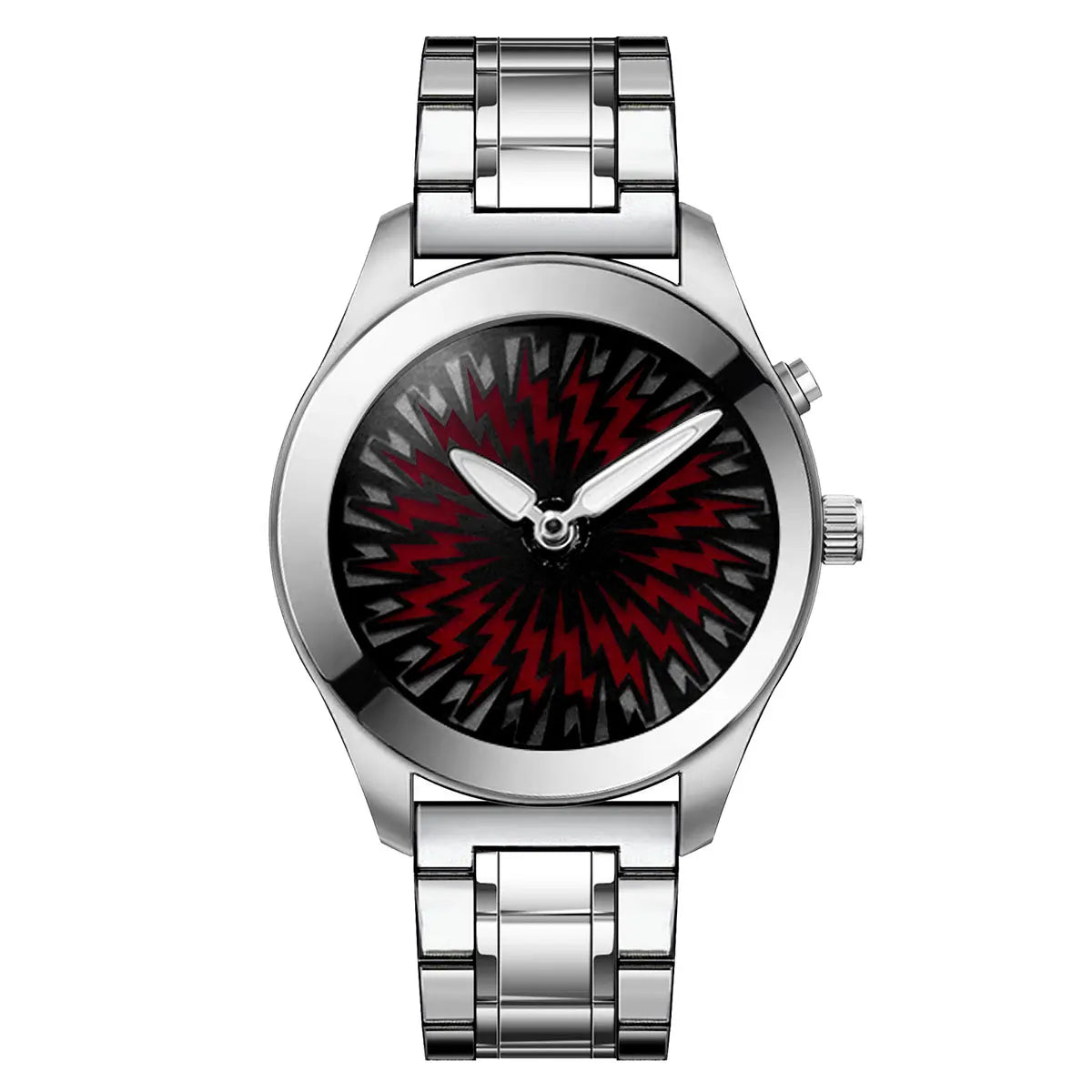 Men's Quartz Watch with Dynamic Animated Flame Display Millennium Retro Creative Futuristic Wristwatch with Stainless Steel Band