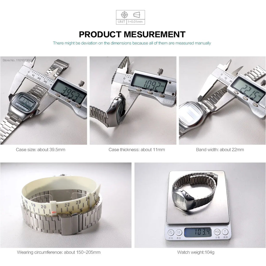 Dual-Display Retro Digital Men's Watch with Backlight Year Month Date Week Display Stainless Steel Strap Unisex Wristwatch