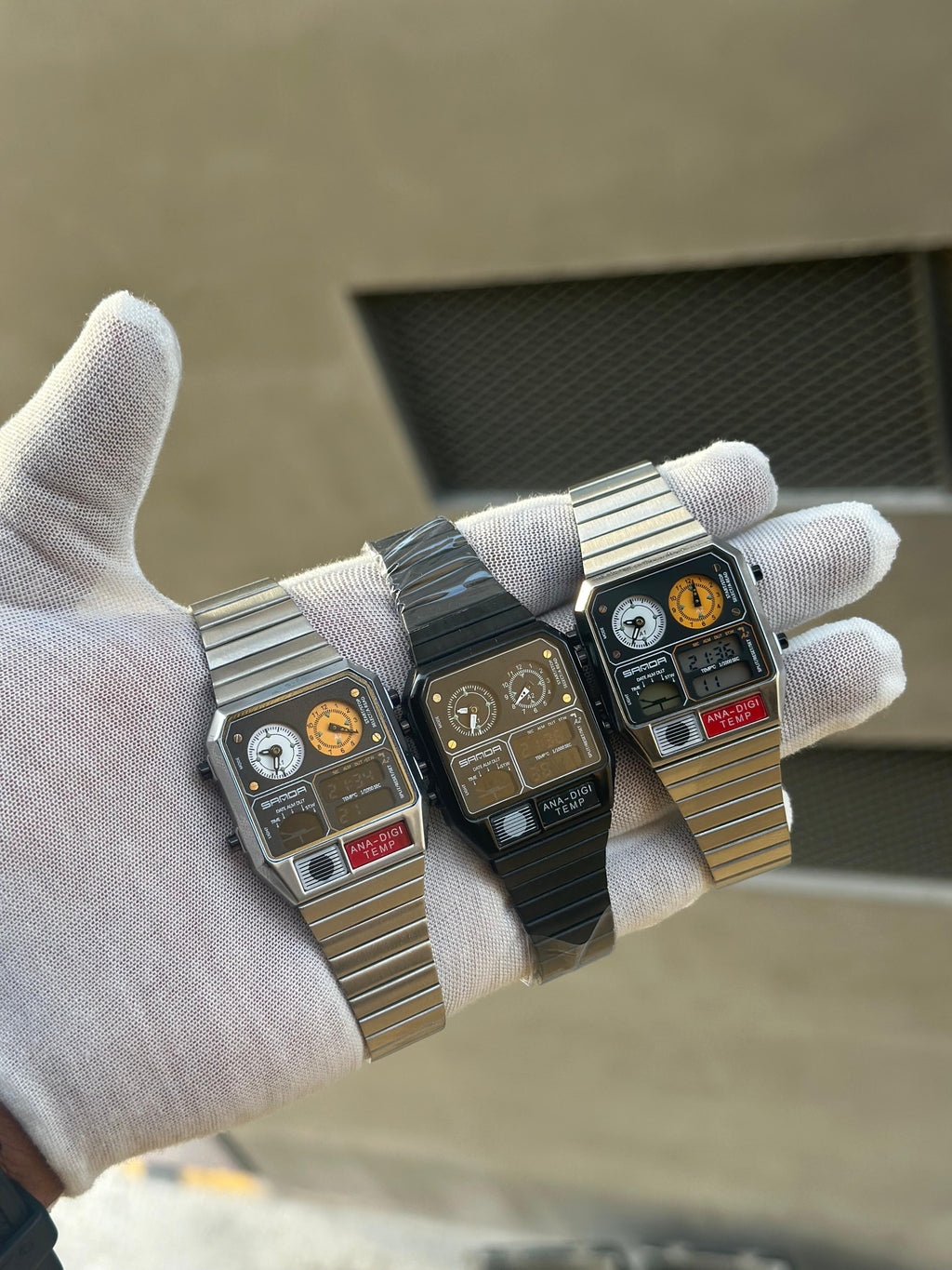 SANDA 3192 Hot-selling LED Electronic Square Men's Youth Casual Multi-function Thermometer Stopwatch Chronograph Men’s Watch