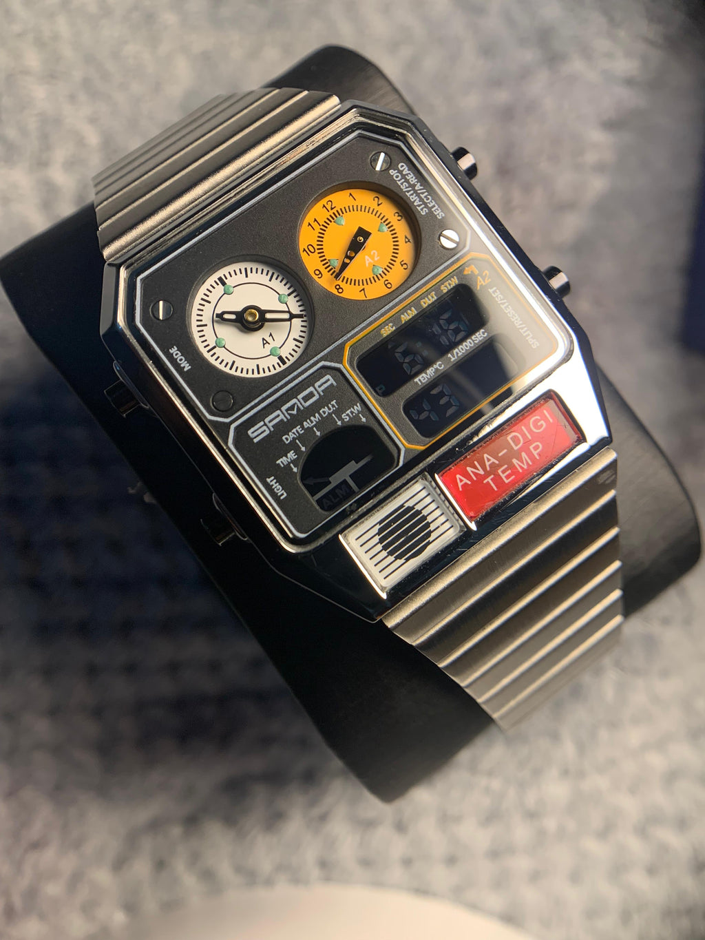 SANDA 3192 Hot-selling LED Electronic Square Men's Youth Casual Multi-function Thermometer Stopwatch Chronograph Men’s Watch