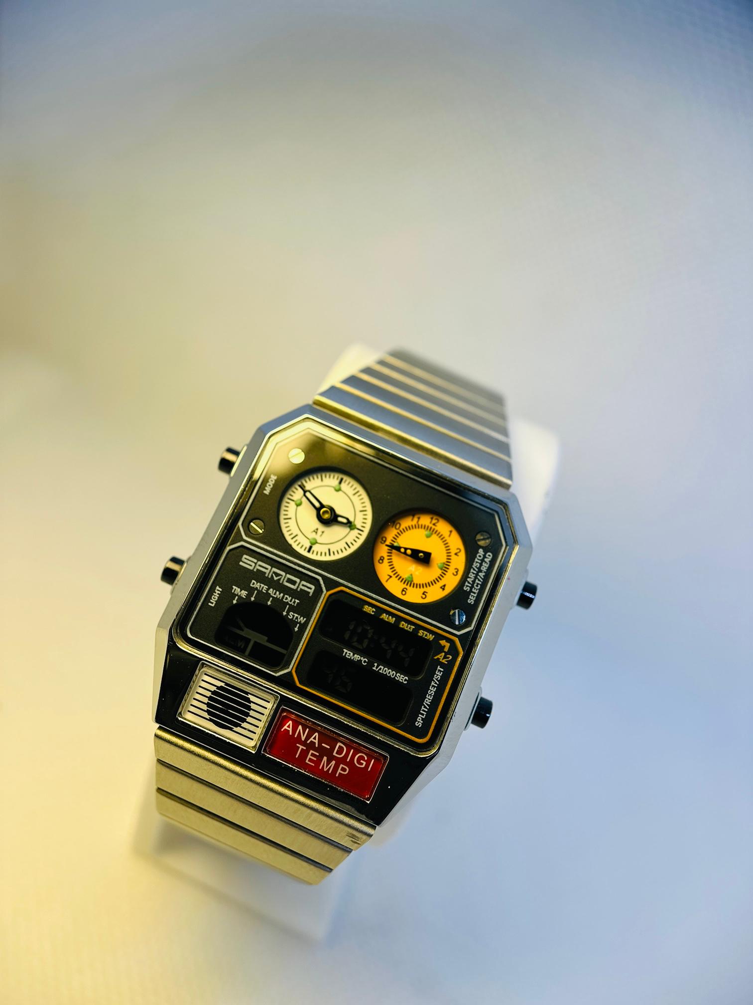 SANDA 3192 Hot-selling LED Electronic Square Men's Youth Casual Multi-function Thermometer Stopwatch Chronograph Men’s Watch