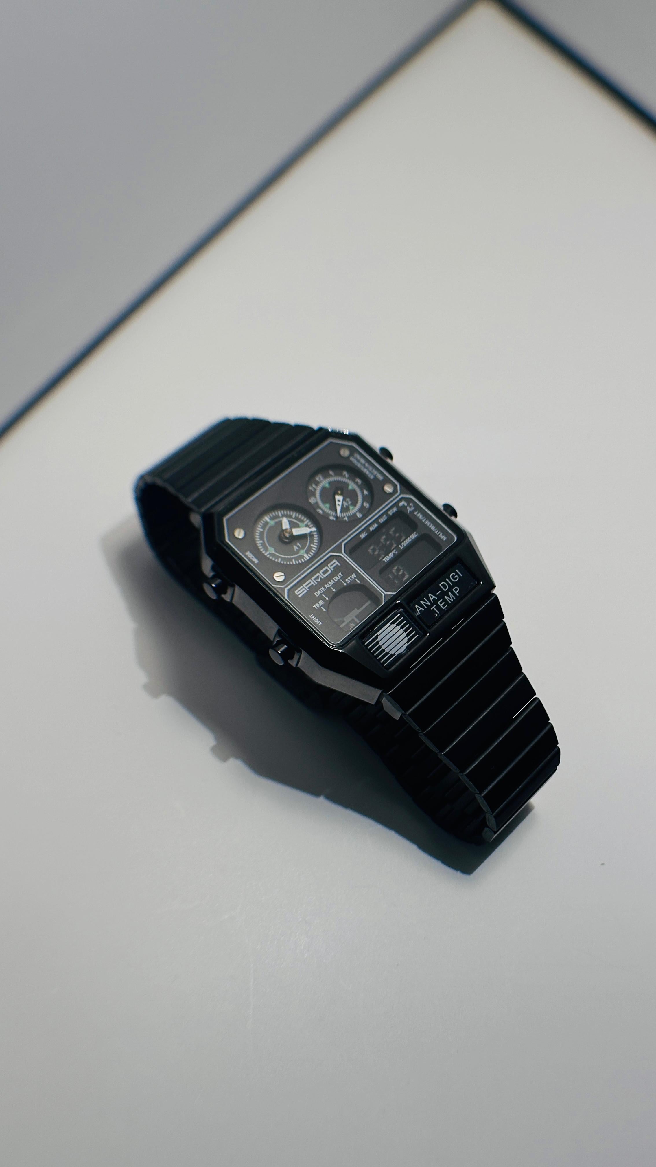 SANDA 3192 Hot-selling LED Electronic Square Men's Youth Casual Multi-function Thermometer Stopwatch Chronograph Men’s Watch